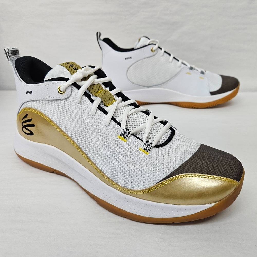 Under Armour Curry 3Z5 Basketball Shoes 3024764-106 White Gold Black Men Size 13
